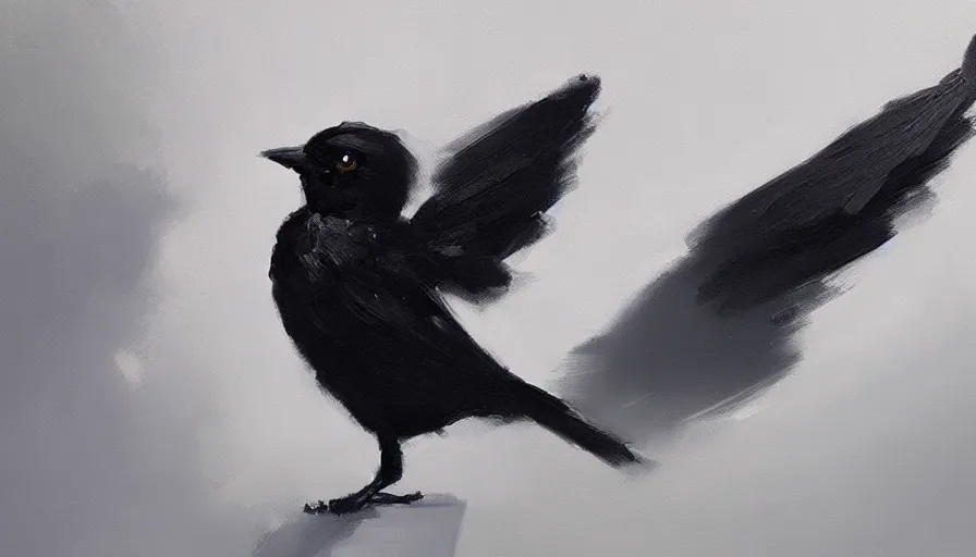 Prompt: little black bird, creativity, oil painting by jama jurabaev, extremely detailed, brush hard, artstation, for aaa game, high quality, brush stroke