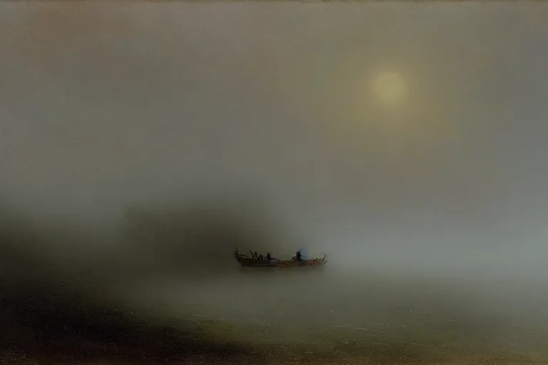 Prompt: ghosts in the fog, ivan aivazovsky