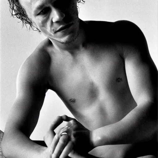 Image similar to heath ledger showing his arm pits, by nan goldin, by larry clark, by terry richardson, fashion, vman magazine