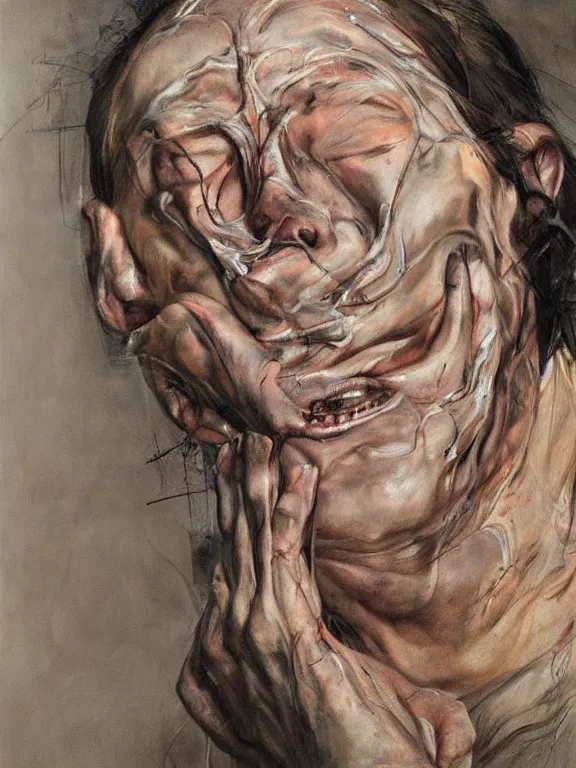 Prompt: twisted ghostly face, portrait by jenny saville, cryptid, spirit, calm, serenity, relaxed