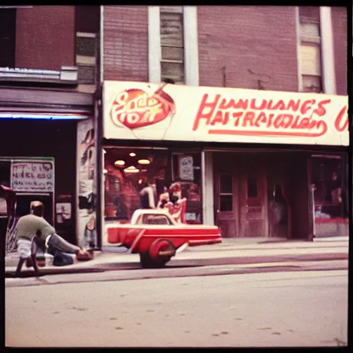 Prompt: analog medium format bokeh portrait in harlem, 1 9 6 0 s, fast food, photographed on expired film, detailed photograph