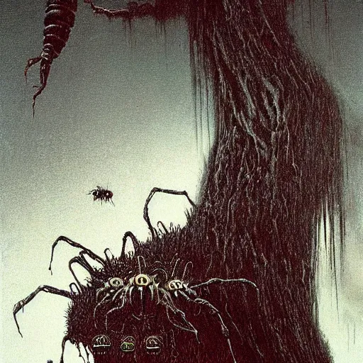 Prompt: horrifying bee, nightmare beksinski, eldritch, apocalypse, creepy creature, horror spooky