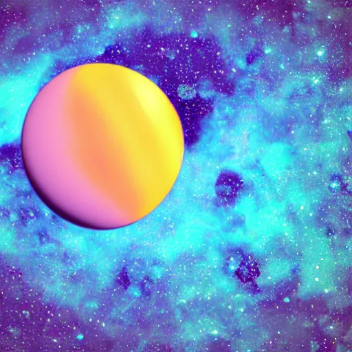 Image similar to planet pluto in the univerce , vapourwave , smooth planets