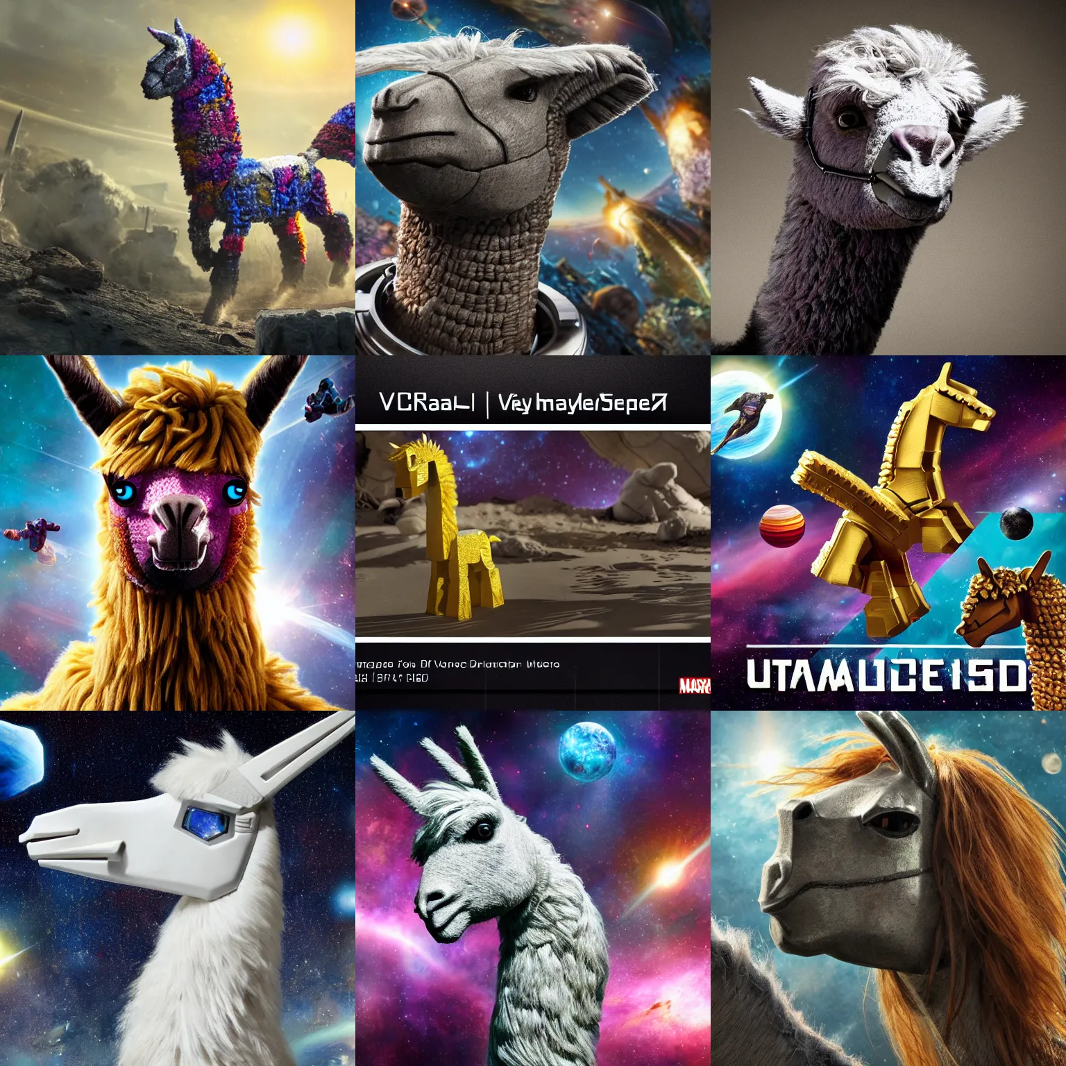 Prompt: photo hd ultrareal 9 k +'very detailed'' insane budget'marvel'maximum detail'trending top - rated masterpiece > space llama