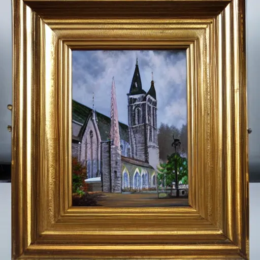 Image similar to highly detailed award winning oil painting of the Stavanger cathedral-W 1024