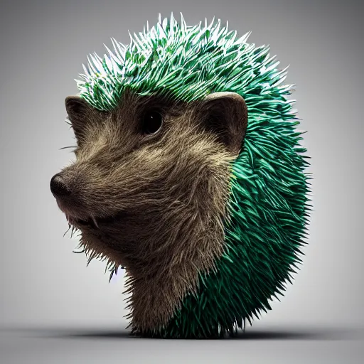 Prompt: head of green hedgehog, artgerm, rutkowski, tooth wu, beeple, and intricate, 3 d cgi render