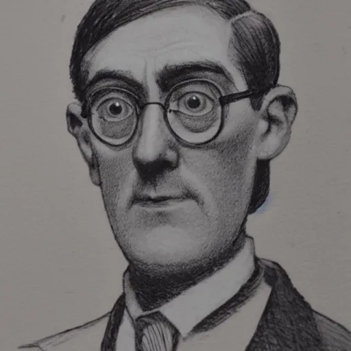 Prompt: jacob rees - mogg as a haunted edwardian pencil, studio lighting