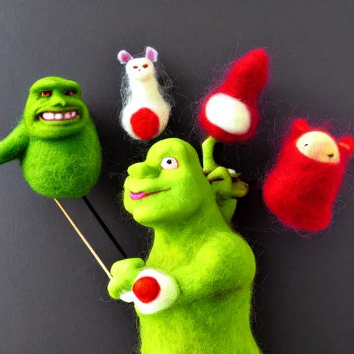 Image similar to shrek needle felted + needle felting art