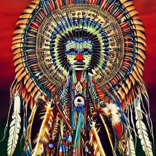 Image similar to native american dreams, 4 k, intricate detailed, jaw dropping, gorgeous, surreal