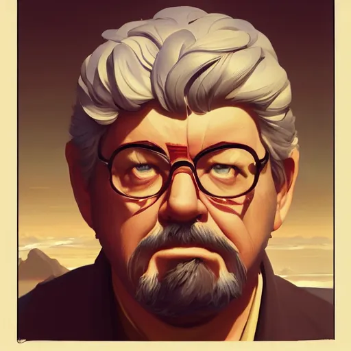 Image similar to face icon stylized minimalist george lucas, loftis, cory behance hd by jesper ejsing, by rhads, makoto shinkai and lois van baarle, ilya kuvshinov, rossdraws global illumination