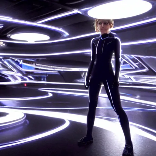 Image similar to movie still of emma watson in tron : legacy