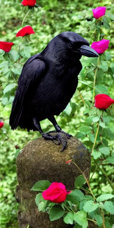 black rose petals that look like a crow, Stable Diffusion