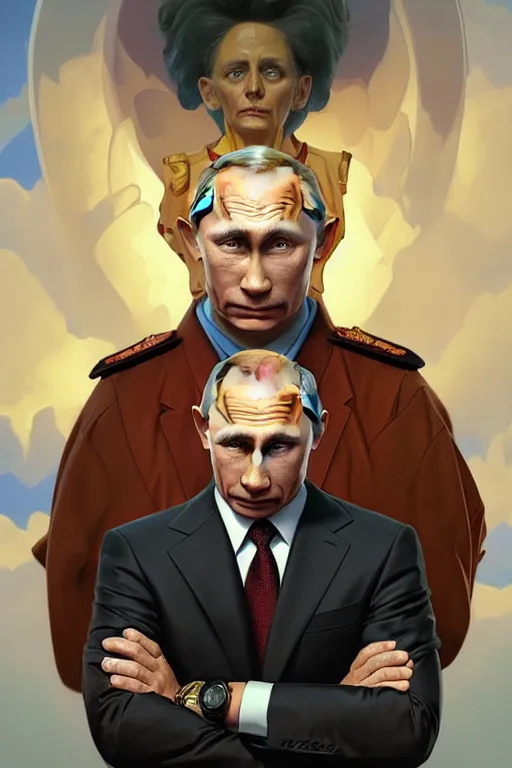 Prompt: vladimir putin as a character from the simpsons cartoon, realistic portrait, symmetrical, highly detailed, digital painting, artstation, concept art, smooth, sharp focus, illustration, cinematic lighting, art by artgerm and greg rutkowski and alphonse mucha