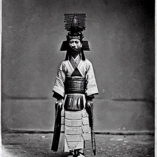 Prompt: samurai posing before the sphynx. in egypt giza. 1 8 6 3.