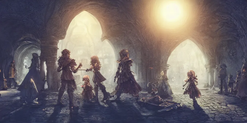 Image similar to it came as a joyous daybreak to end the long night of their captivity. ultrafine highly detailed colorful illustration, intricate linework, sharp focus, octopath traveler, final fantasy, unreal engine highly rendered, global illumination, radiant light, intricate environment