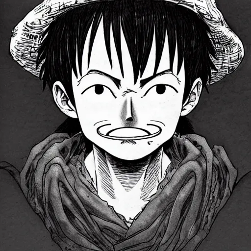 Image similar to [ luffy mustache ] ( by kim jung gi ) ( by kentaro miura )