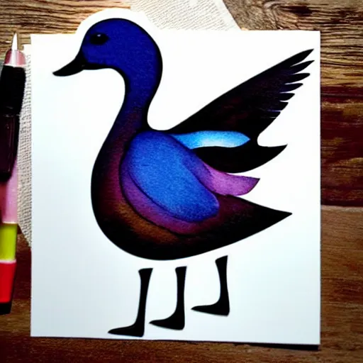 Image similar to cute goose, stylized, full body, watercolour, diecut, sticker