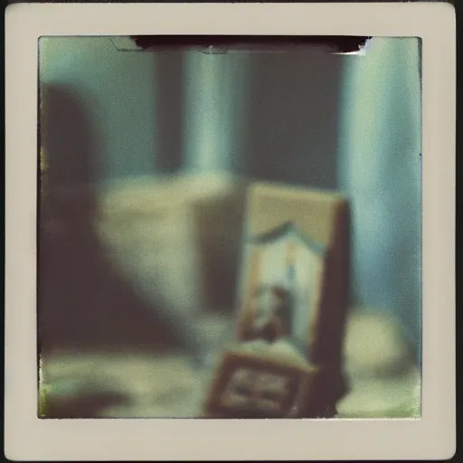 Image similar to a isometric view of an ethnographic object on display, poetical, dream, unconscious, alternative world, polaroid sx 7 0