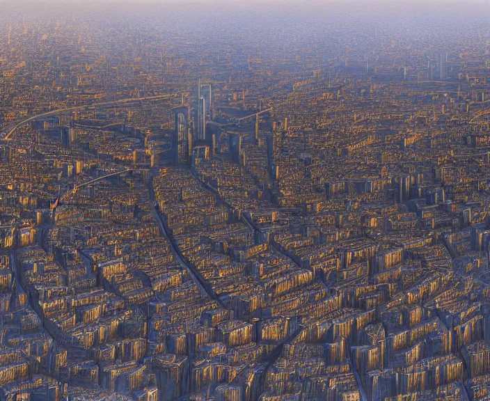 Image similar to 4 k hd, high detail panoramic painting of paris, wide shot, consistent, volumetric lighting, high level texture render, matte painting, peter elson, trending on artstation