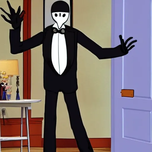 Prompt: slenderman in a comedy tv sitcom