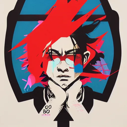 Image similar to YSL x Vlone x Akuma Profile Picture by Sachin Teng, asymmetrical, Organic Painting , Matte Painting, geometric shapes, hard edges, graffiti, street art,:2 by Sachin Teng:4