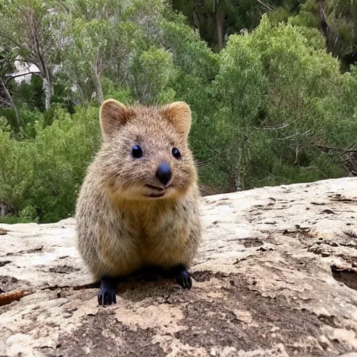 Image similar to A happy quokka flipping off the photographer