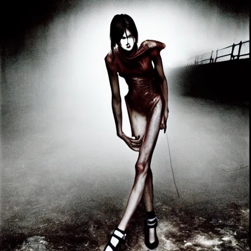 Image similar to supermodel in silent hill, steven meisel photography