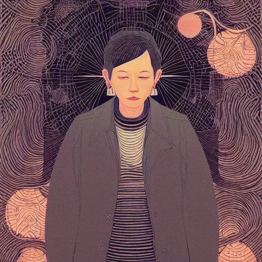 Image similar to illustration of to pout, sullen, showing irritation or ill humor by a gloomy silence or reserve by studio multi and victo ngai, malika favre