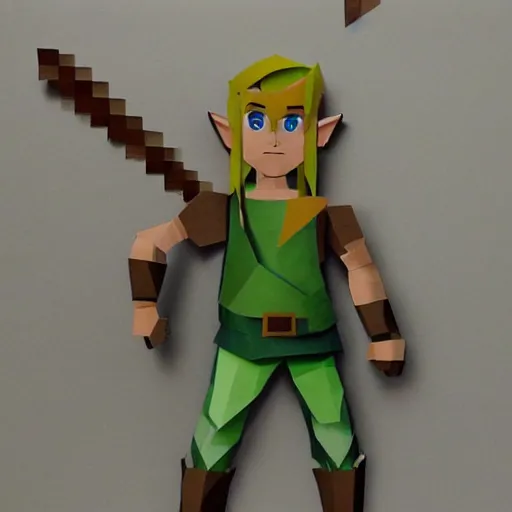 Image similar to a paper model of link, paper modeling art.