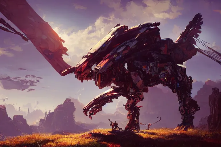 Image similar to glinthawk machine mecanical creature robot of horizon forbidden west horizon zero dawn radiating a glowing aura global illumination ray tracing hdr fanart arstation by ian pesty and alena aenami artworks in 4 k