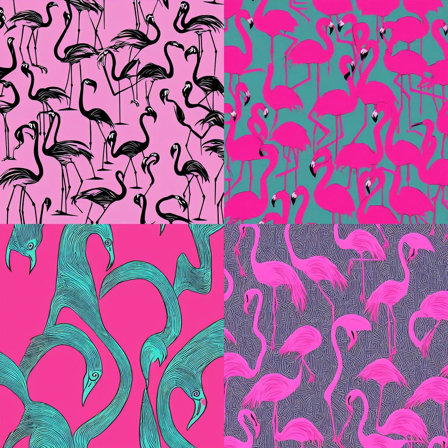 Prompt: saul bass designed cyberpunk pink flamingo wallpaper