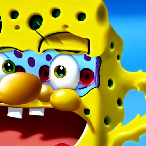 Prompt: spongebob in real life smiling, extreme detail, 4 k, high definition, closeup