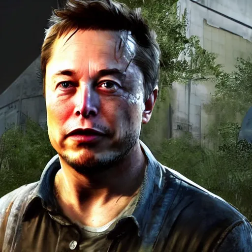 Image similar to portrait of elon musk in last of us, in game graphic, ps 5 gameplay, screenshot, high quality