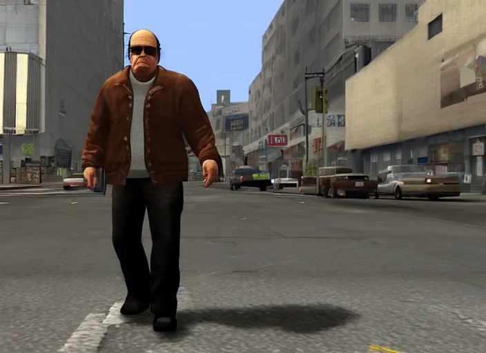 Image similar to video game still of danny devito in the video grand theft auto iv,