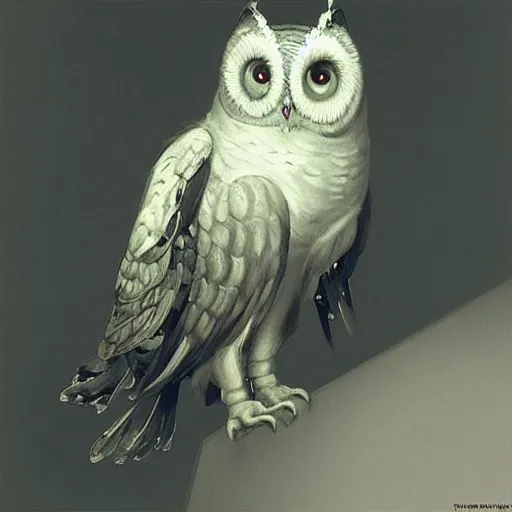 Prompt: dark photorealistic sentient mechanical owls, by francisco goya, cyan in art, trending on cgsociety