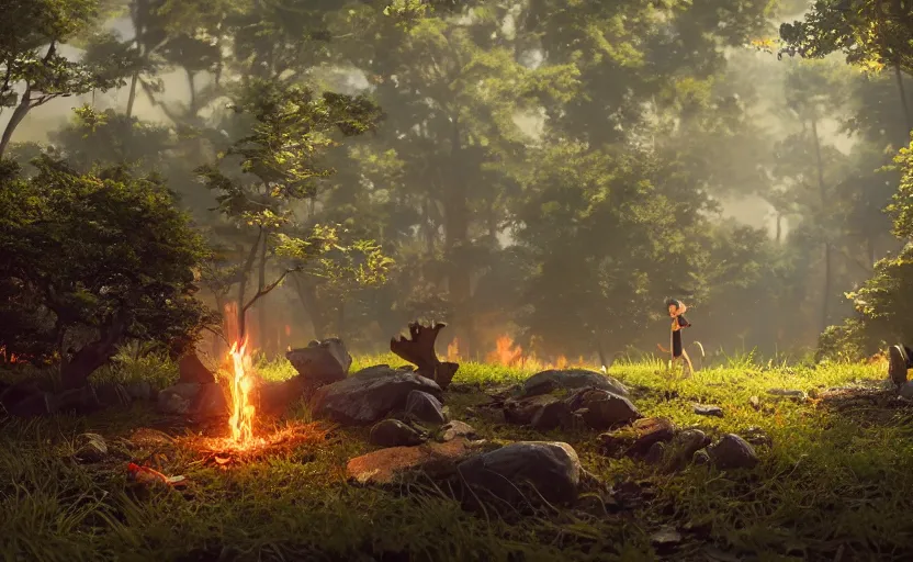 Prompt: a film still Grave of the fire flies, medium shot, waist up, studio Ghibli, Pixar and Disney animation, sharp, Rendered in Unreal Engine 5, anime key art by Greg Rutkowski, Bloom, dramatic lighting