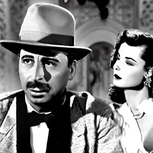 Image similar to A screenshot from a deleted scene of Casablanca (1942)