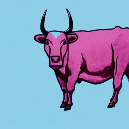 Image similar to bull volume sky concept art pink