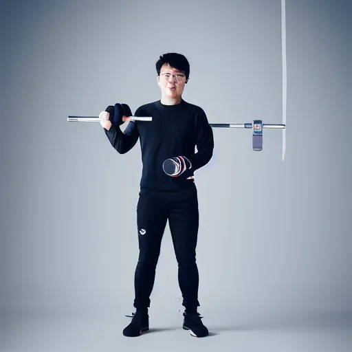 Prompt: a portrait of Jon Havnesköld, a young south korean man living in Luleå, Sweden, working as a personal trainer and a production assistant at an advertisement agency