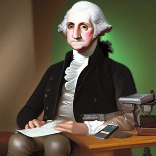 Image similar to george washington playing his gameboy, trending on cgsociety