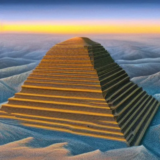 Prompt: a beautiful landscape of a ziggurat, photorealist, 4 k