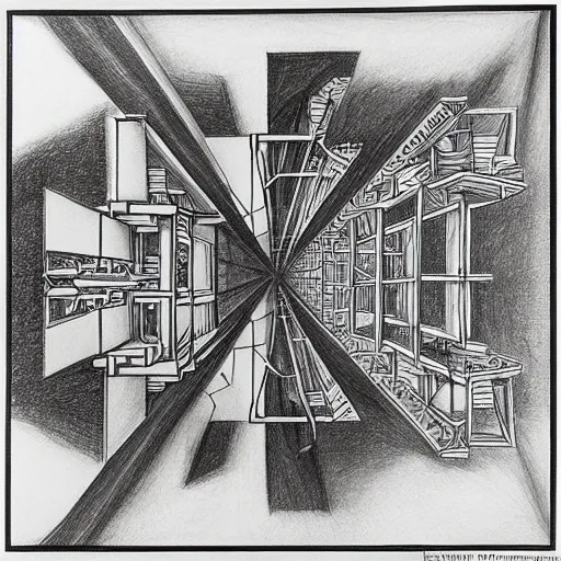 Image similar to mc escher drawing of impossible architecture