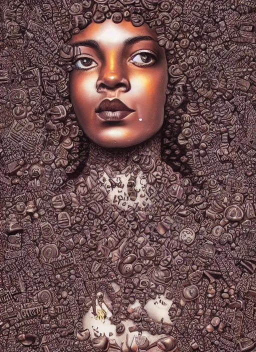 Image similar to Chocolate goddess painting by Dan Hillier, trending on artstation, artstationHD, artstationHQ, 4k, 8k