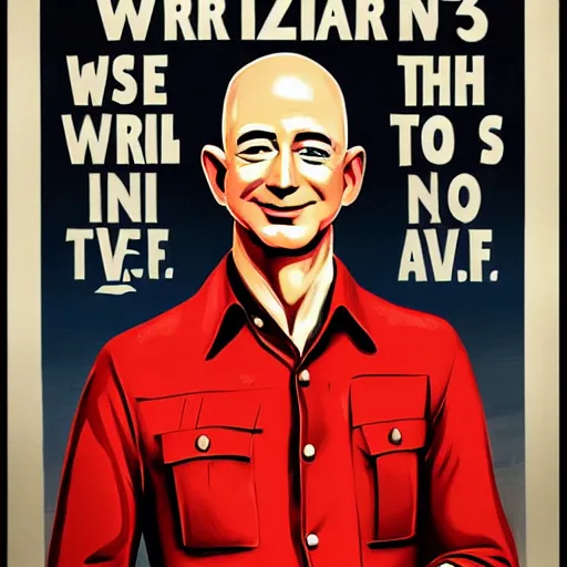 Image similar to jeff bezos as a world war ii propaganda poster