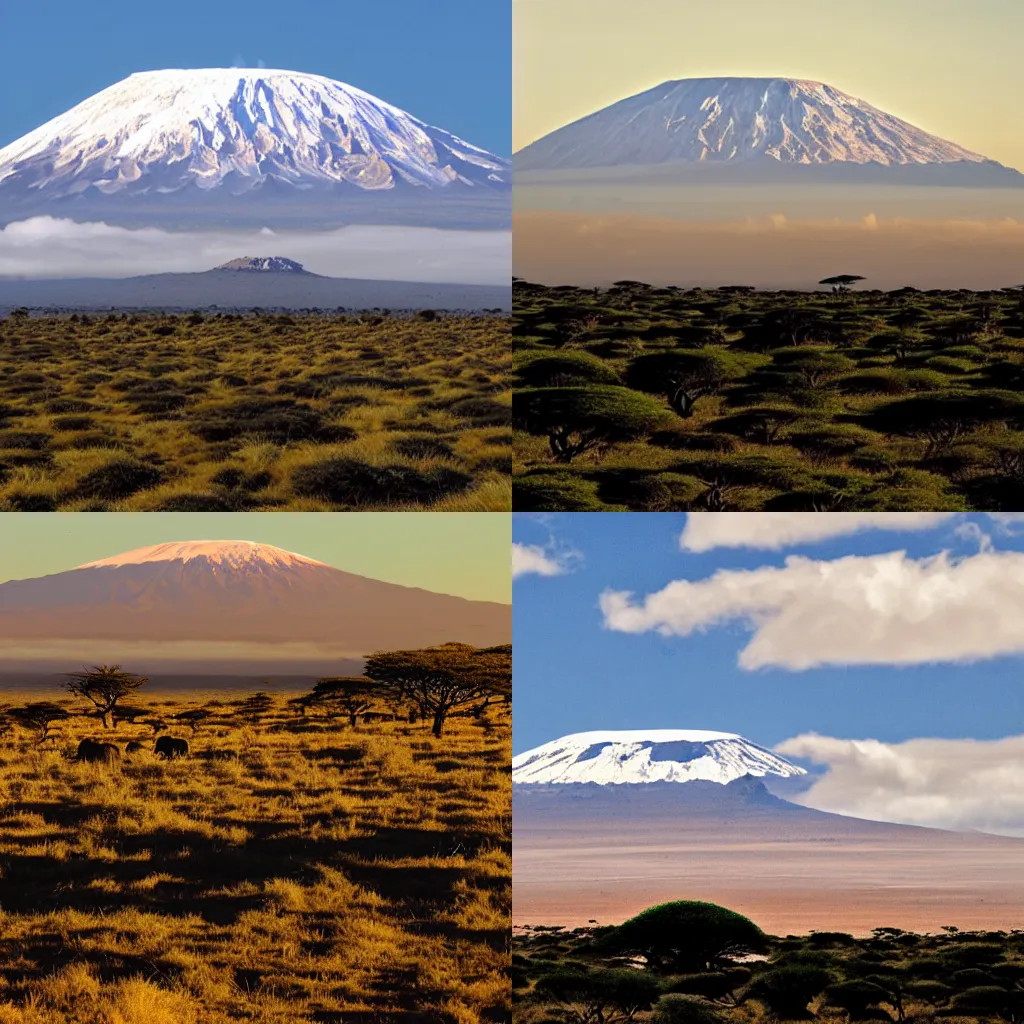 Prompt: Kilimanjaro rising above the Serengeti