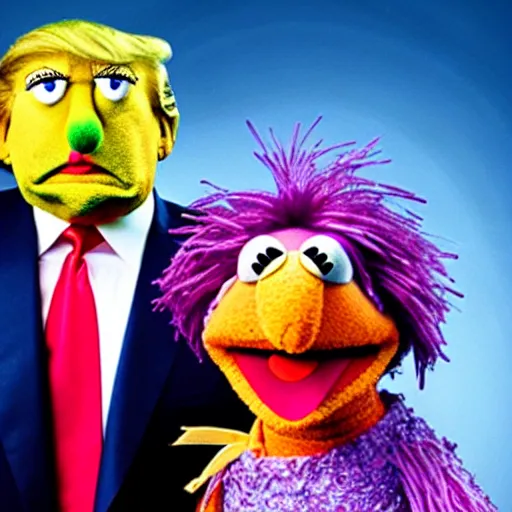 Image similar to studio portrait still of muppet!!!!! donald trump!!!!!! as a muppet muppet as a muppet, 8 k, studio lighting, key light,