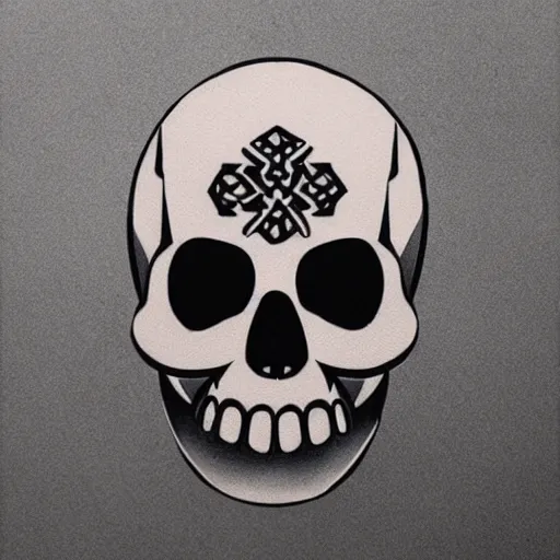 Image similar to tattoo design, stencil, tattoo stencil, traditional, a world famous tattoo of a geometric skull with a galaxy coming out of the top of its head-s 100