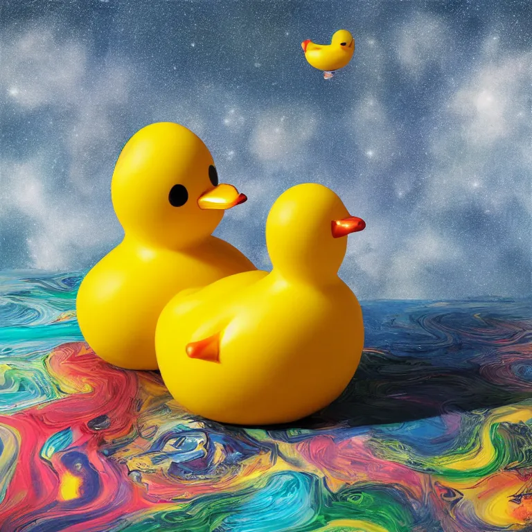 Prompt: magnetosphere rubber duck paradox, album cover, film, detailed, no text no watermark