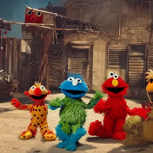 Prompt: sesame street in mad max