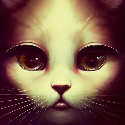 Image similar to A space realistic cat with big and cute eyes, fine-face, realistic shaded perfect face, fine details. realistic shaded lighting poster by Ilya Kuvshinov katsuhiro otomo ghost-in-the-shell, magali villeneuve, artgerm, Jeremy Lipkin and Michael Garmash, Rob Rey and Kentarõ Miura style, trending on art station